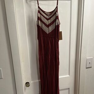 Red and White Maxi Dress